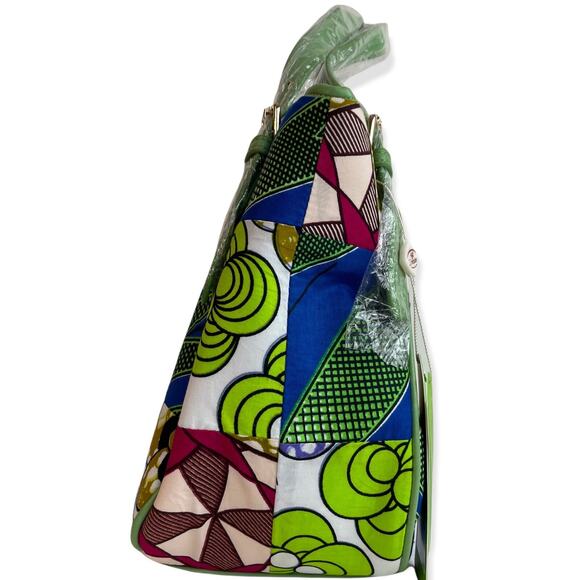 NEW Fricaine Purse Alluring Smile Shoulder Bag Patchwork Handbag Green Unique - Picture 4 of 8